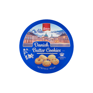 Bisca Danish Butter Cookies 454g – Classic Buttery & Crispy Cookies in a Tin